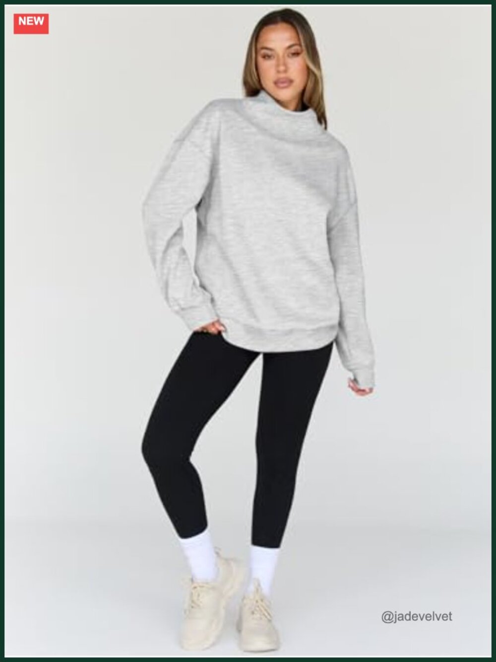 Womens Oversized Mock Neck Pullover Sweatshirt Fleece Lining Long Sleeve Fall - Picture 4 of 6